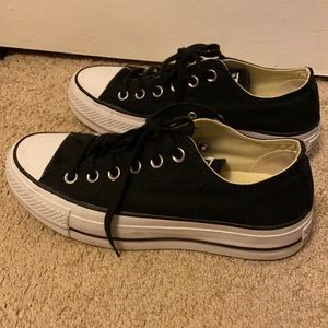 Converse black platform sneakers